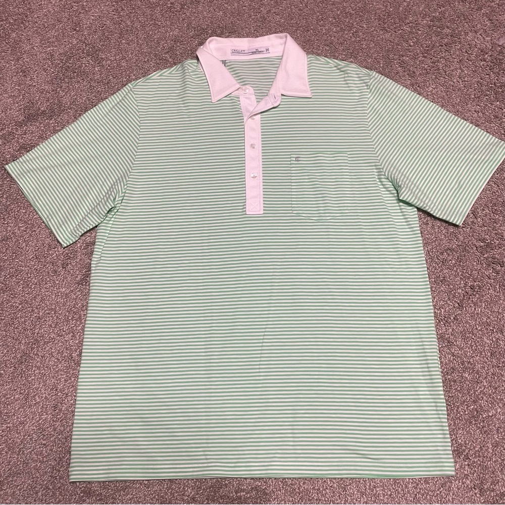 Criquet Green and White Polo Shirt Classic Stripes